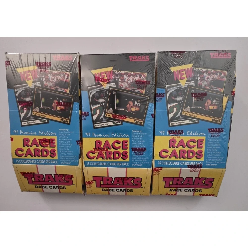 1991 Premier Edition Traks NASCAR Race Cards Factory Sealed Box Lot Of 3 Boxes